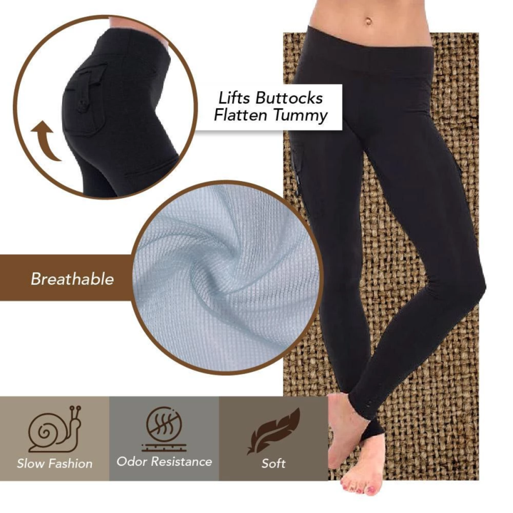 Eco-Friendly Bamboo Pockets Stretchy Soft Leggings Yoga Pants