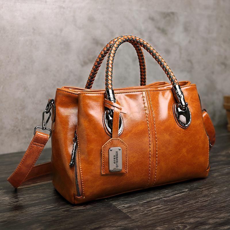 Classical Retro Leather Multi Pockets Women Handbag