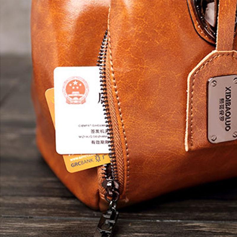 Classical Retro Leather Multi Pockets Women Handbag
